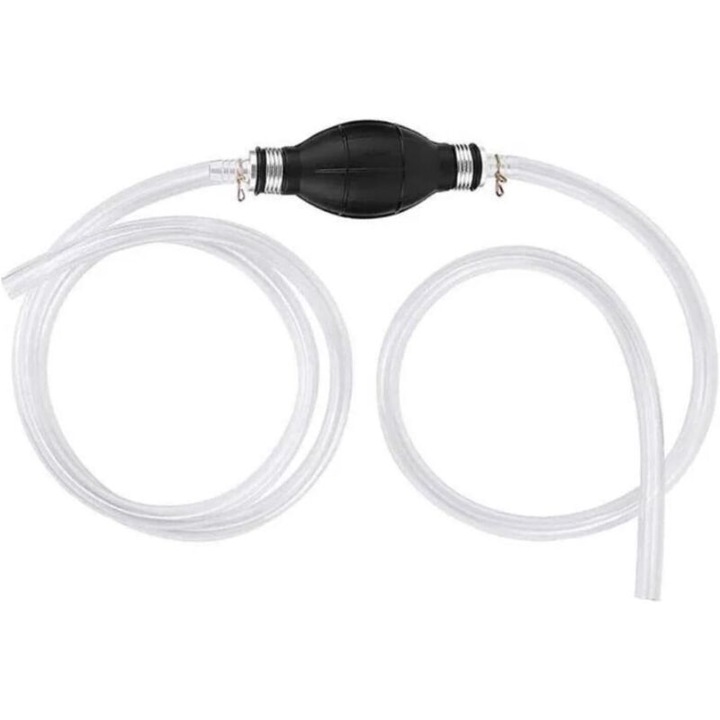 Pompa manuala sifon lichide cu furtun si cleme inox, negru, compacta