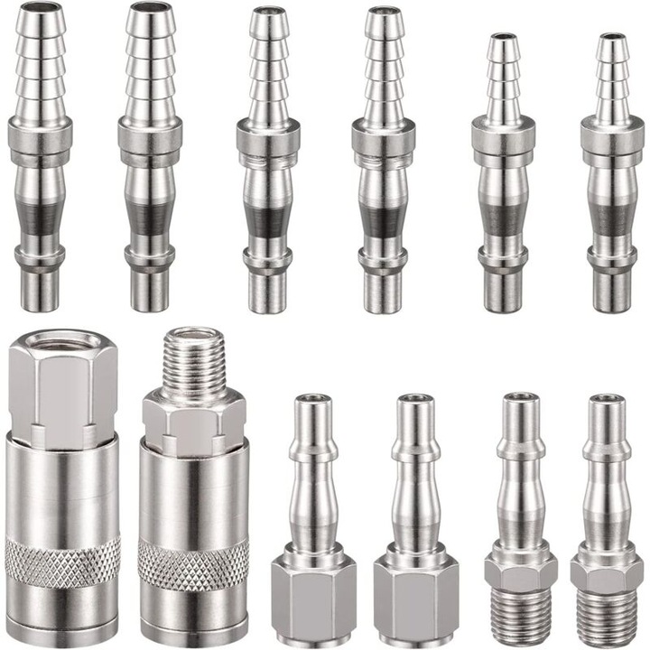 12 db légtömlő csatlakozó készlet 6.35mm horganyzott acél