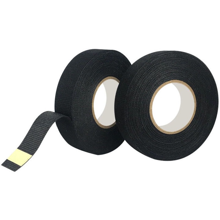 Banda izolatoare textila rezistenta la temperaturi inalte 15mx19mm negru set 2 buc