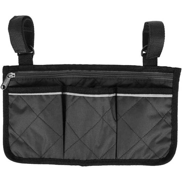 Geanta laterala pentru scaun cu rotile, accesoriu universal, negru, 30x15x10cm