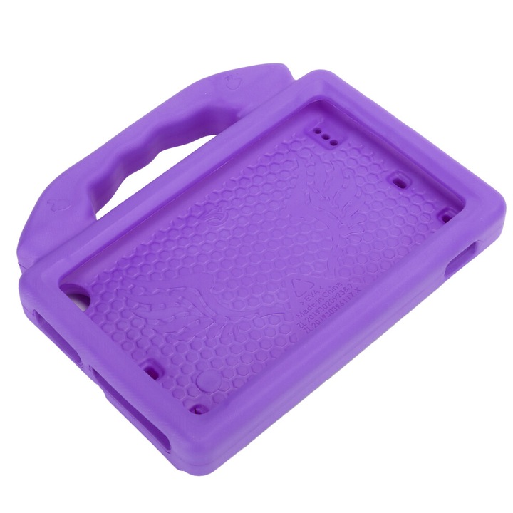Husa tableta copii, dublu strat silicon si spuma EVA, suport pliabil, protectie completa, negru