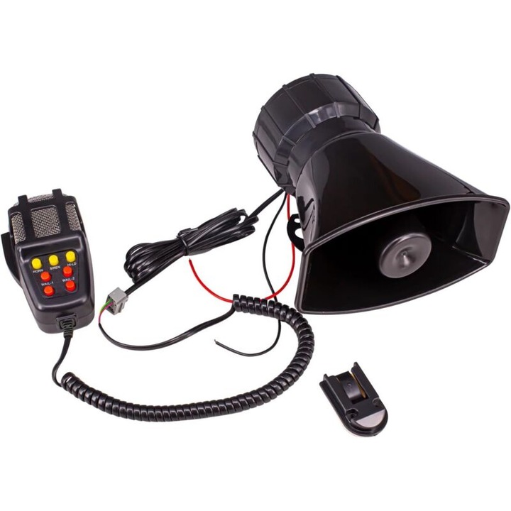 Claxon auto 7 tonuri 125dB 12V 100W negru