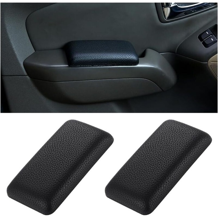 Set 2 Perne Cotiera Auto Universala, Piele Neagra, 30x15cm