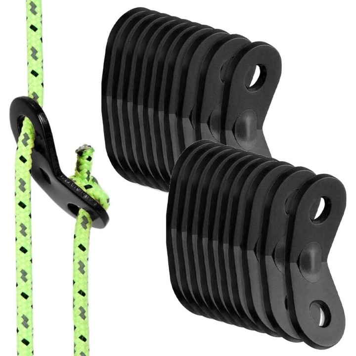 Set 20 accesorii ajustare sfoara, aluminiu, 39x16mm, rezistente, negre