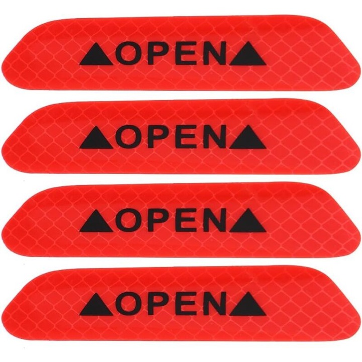 4 db öntapadós fényvisszaverő matrica autóhoz, piros, 10x2cm