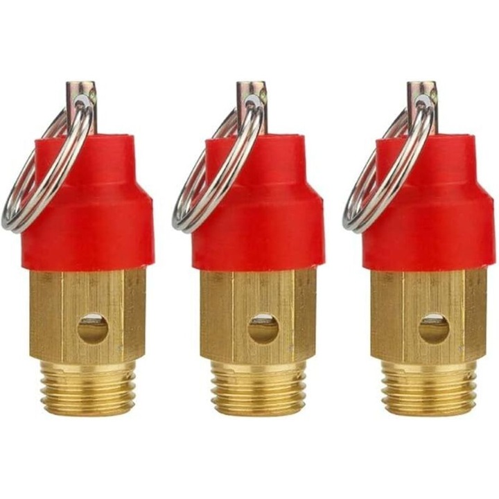 3 db légkompresszor biztonsági szelep készlet, sárgaréz, G1/8 9.5mm