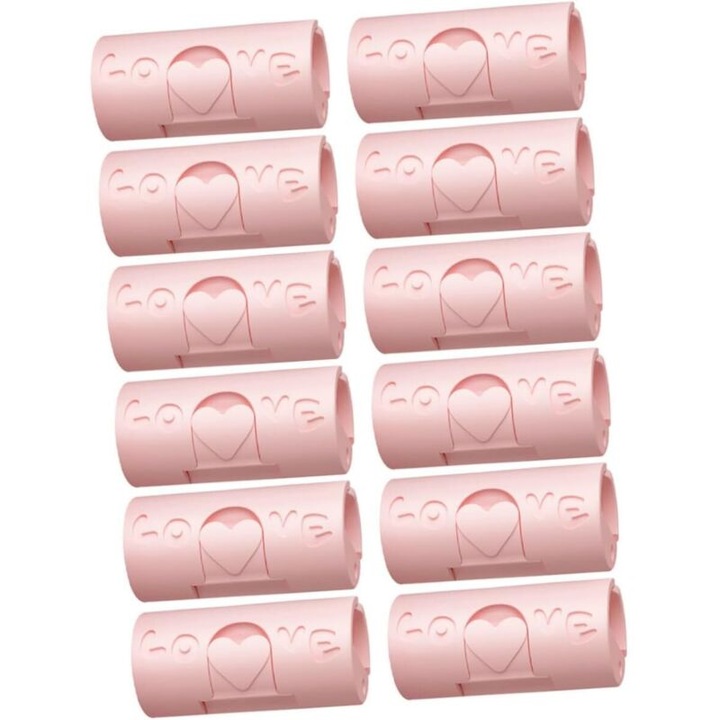 Set 12 cleme antiderapante pentru pilota, roz, ajustabile, 5x3cm