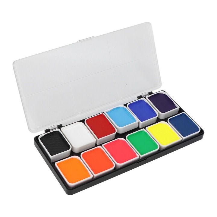 Paleta vopsea fata non-toxic, hipoalergenica, culori vibrante, efect glow, multicolor