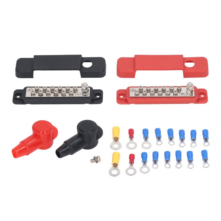 Bloc distributie putere auto marin RV, rezistent caldura, izolat, 150A, 12M4x2M6, negru