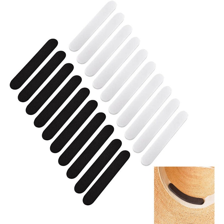Set 20 insertii pentru reglare marime palarie, spuma EVA, alb-negru, 11x2x0.5cm