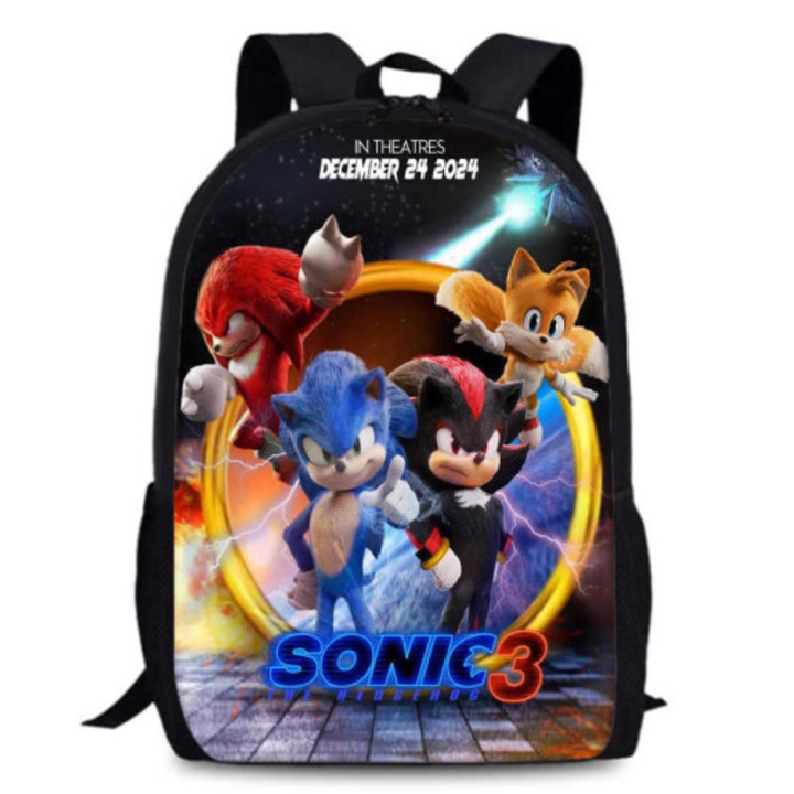 Ghiozdan unisex, Hedgehog The Sonic 3, capacitate mare, Oxford, mare