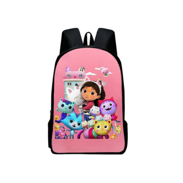 Ghiozdan roz Gabby's Dollhouse cu penar pentru scoala