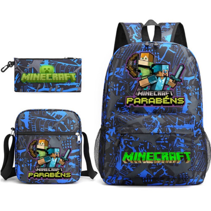 Set 3 piese copii Minecraft capacitate mare multicolor