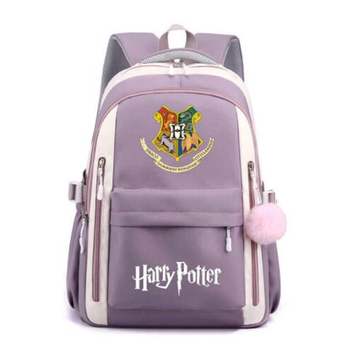Ghiozdan scolar impermeabil capacitate mare mov Hogwarts Harry Potter