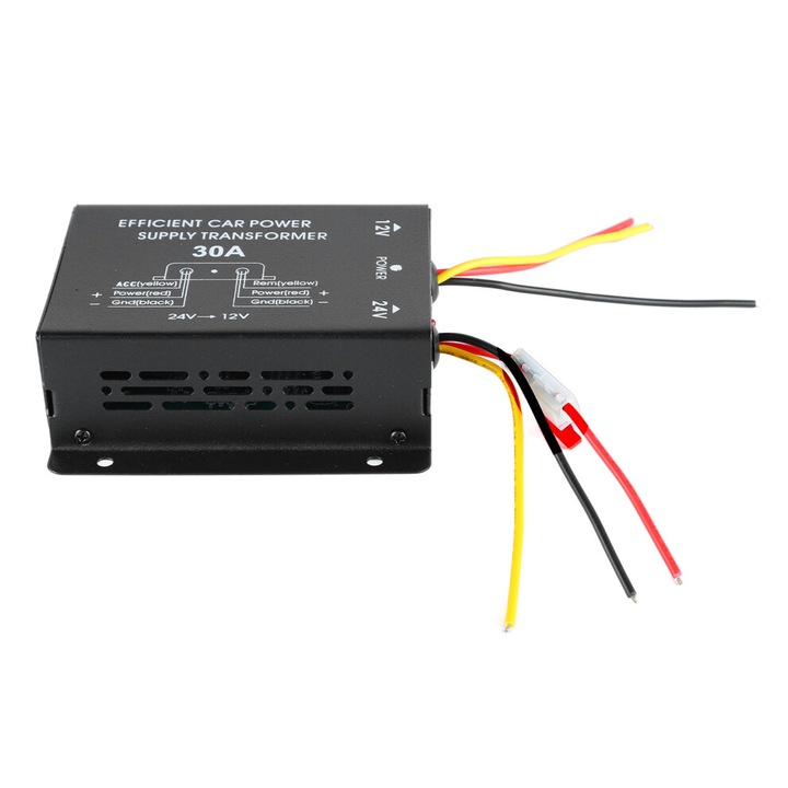 Reductor tensiune DC 24V-12V portabil eficient pentru auto multicolor compact