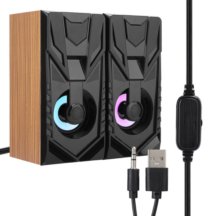PC hangszórók, állítható hangerő, USB tápellátás, fekete, kompakt