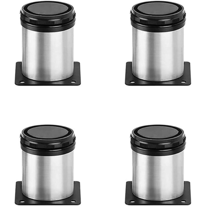 Picioare mobilier metalice reglabile set 4 negru 5x5cm