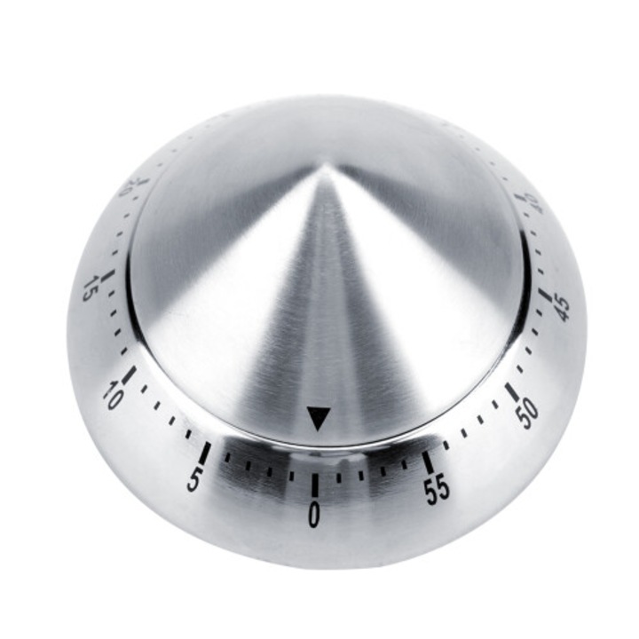 Timer bucatarie 60 minute, otel inoxidabil, rezistent coroziune, fara baterii