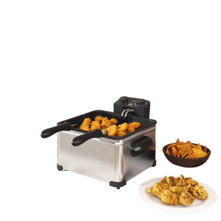 Elektromos fritőz 2000W, 5L, ezüst, 49.5x35x23cm