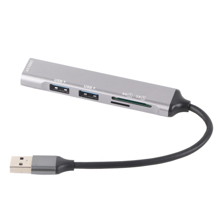 USB elosztó alumínium, többportos, gyors adatátvitel, tápellátás, fekete, kompakt