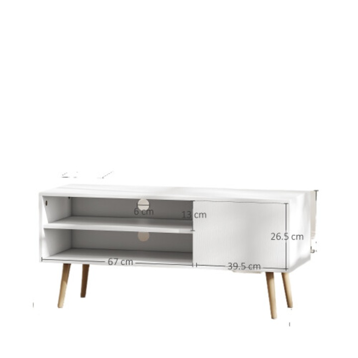 Comoda TV, alb, lemn, 110x40x50cm, vintage