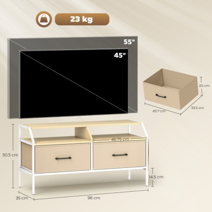 Comoda TV, OEM, alb, dimensiuni standard