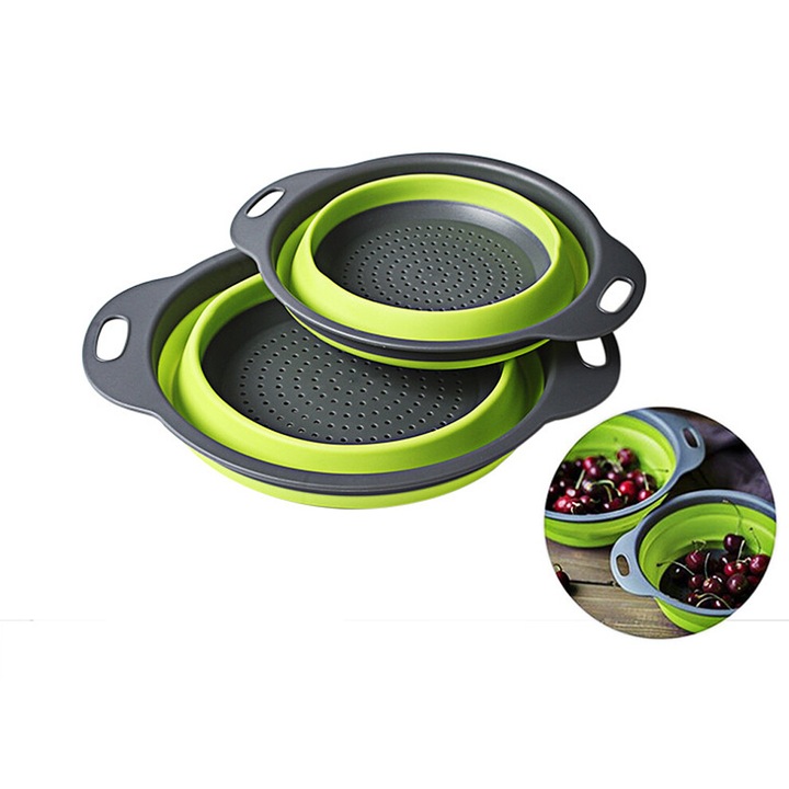 2 darabos konyhai szűrő szett, szilikon, ergonomikus, fehér, 2 darab