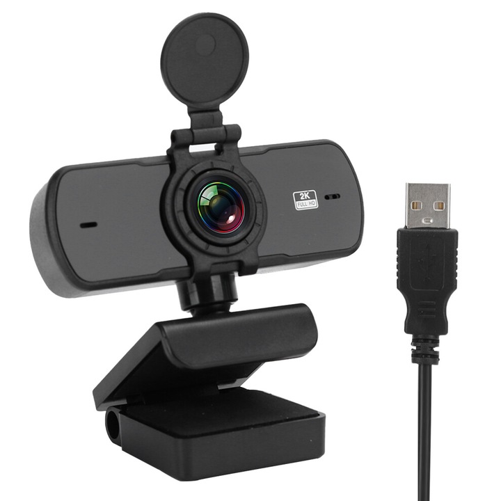 Уеб камера 1080P HD с микрофон, широк ъгъл, корекция на слаба светлина, USB plug and play