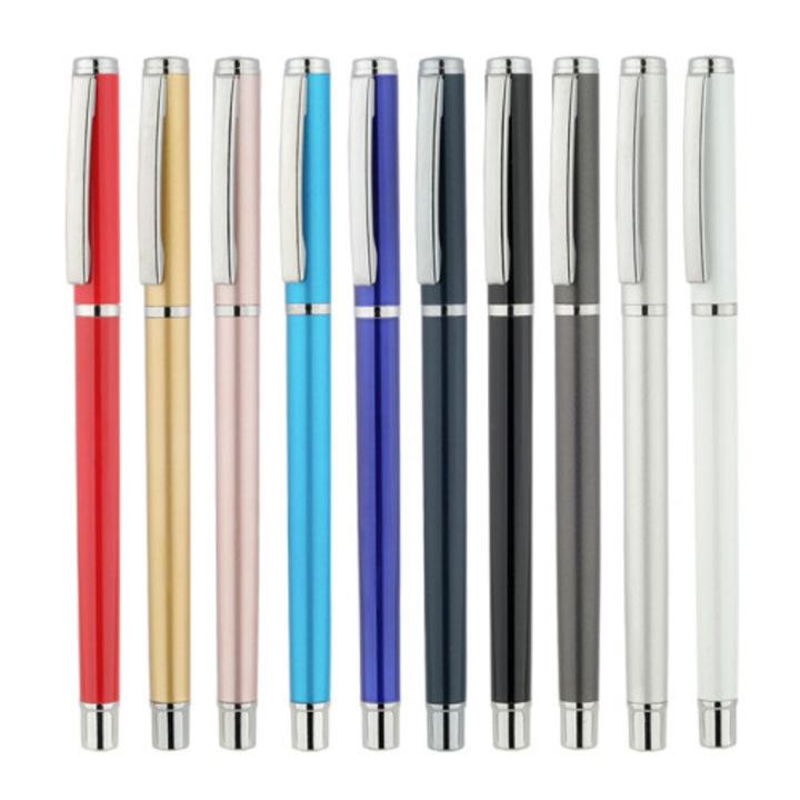 Pixuri gel negre 0.5mm set 10 buc metal alb