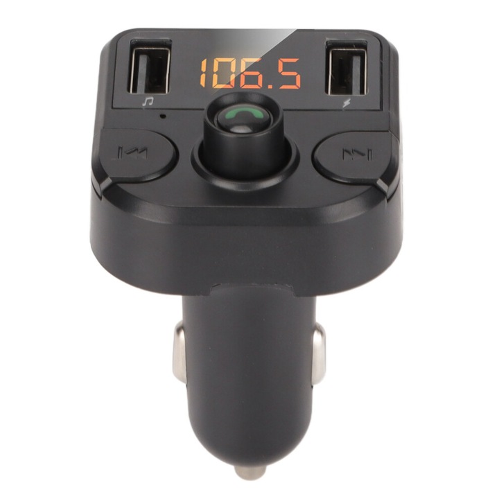 Transmitator FM Bluetooth cu doua porturi USB, incarcare rapida, anti-interferente, negru