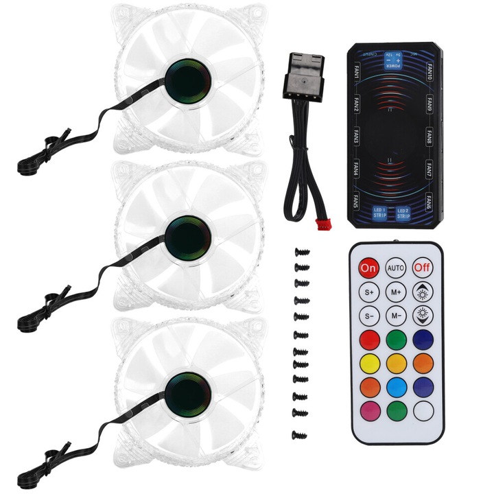 PC ventilátor, 7 lapát, ARGB, végtelen tükör, csendes, 120x120mm