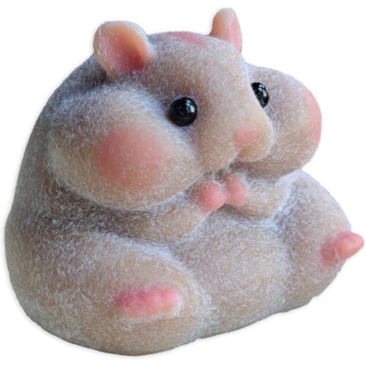 Jucarie squishy hamster siliconic realist, maro, 10x7x5cm