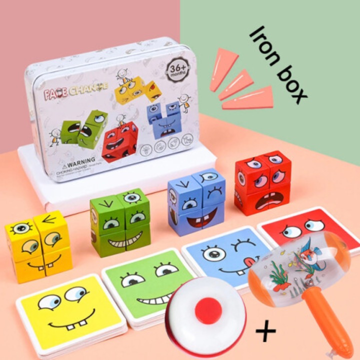 Montessori puzzle, fa, többszínű