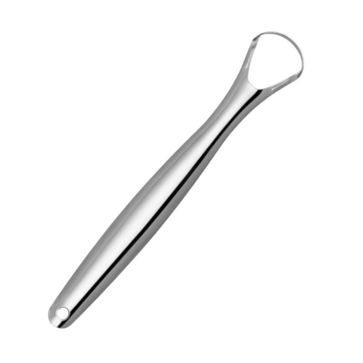 Nyelvkaparó rozsdamentes acélból, ergonomikus, ezüst