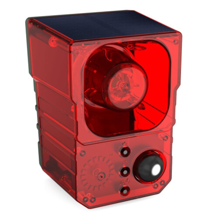 Соларна аларма за движение, сирена 129dB, запис на глас, соларно USB зареждане, стробоскопни светлини, за външна употреба