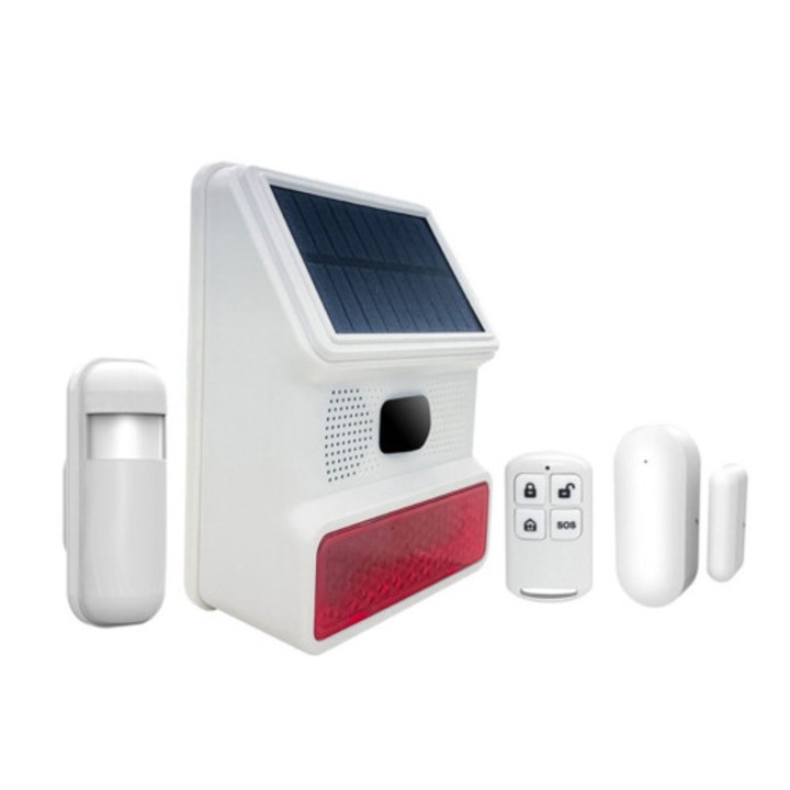 Sirena exterioara solara 433Mhz cu lumina LED intermitenta, alarma