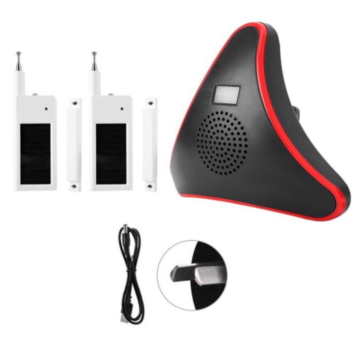 Alarma cu senzor de miscare, wireless, solara, rezistenta la intemperii, 120Db, baterie reincarcabila