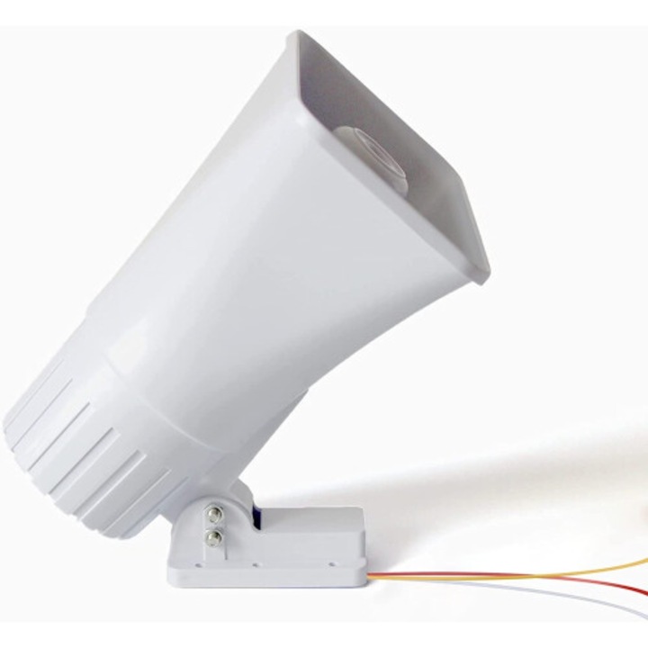 Sirena alarma 12V 130dB ton dual cu suport 90 grade, negru