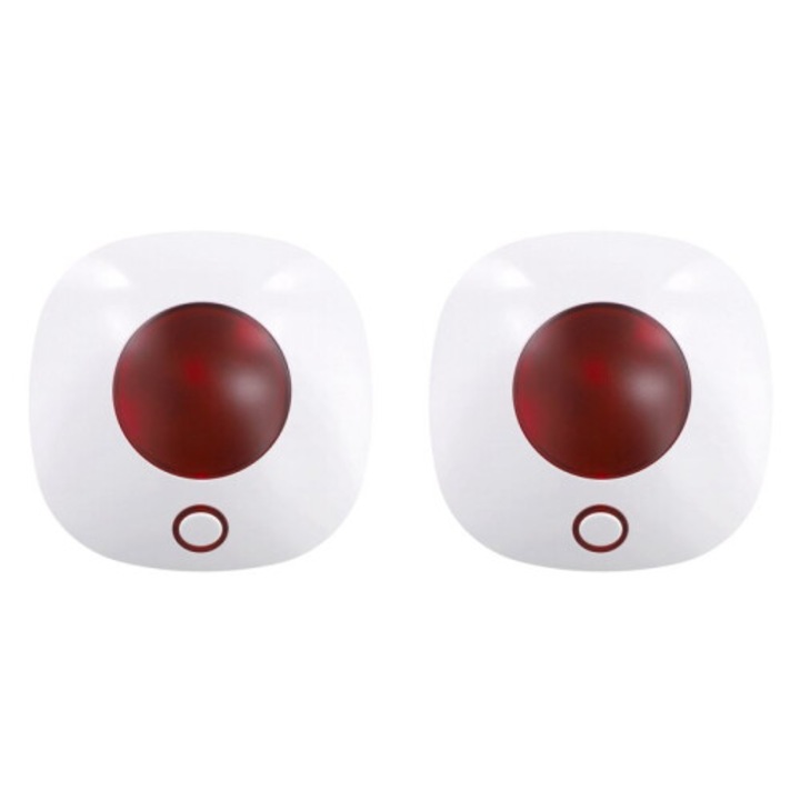 Sirene alarma cu lumina si sunet 110dB WiFi TUYA set 2 bucati alb