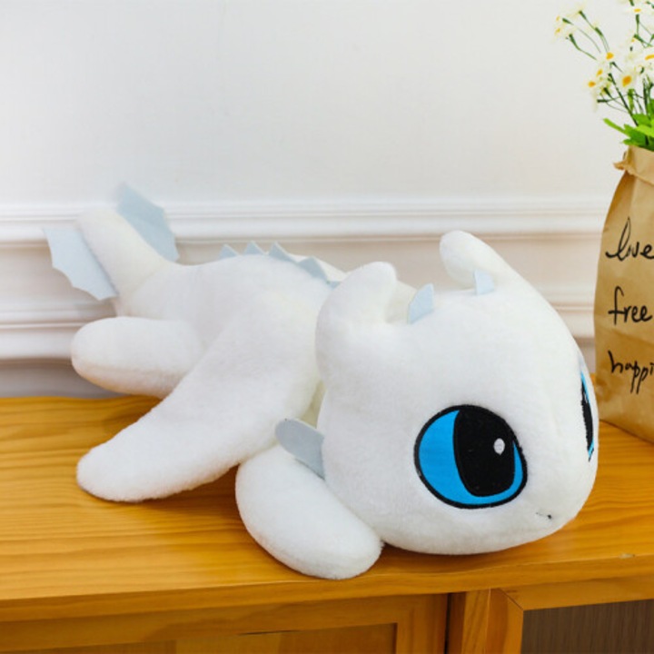 Jucarie de plus, Dragonul meu, Toothless, alb, 40cm