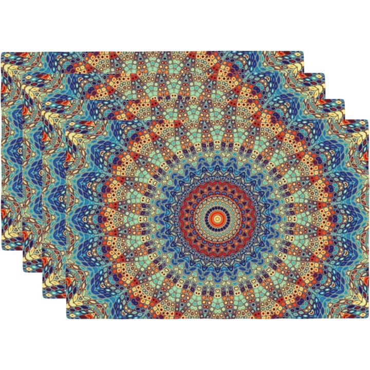 Set 4 servetele masa, mandala colorat, in, 30x45cm