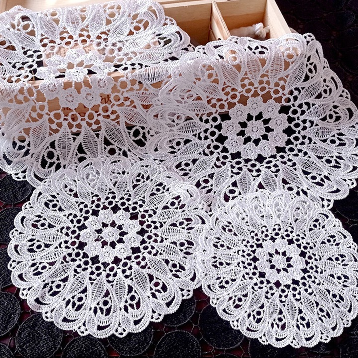 Set servetele crosetate vintage, poliester, rotunde, multicolor, 15x20x25x30x35cm
