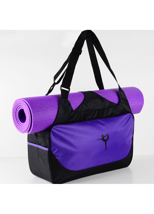 Női vízálló sporttáska cipőtartó rekesszel és állítható pántokkal, fekete, 50x25x25cm