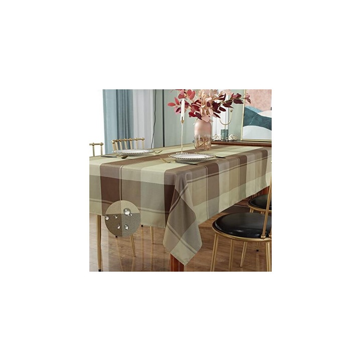 Négyzet alakú asztalterítő, 132x132cm, folt- és gyűrődésálló, taupe