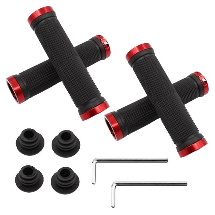 Mansoane bicicleta rosii, cauciuc antiderapant, 22mm, set 4 bucati