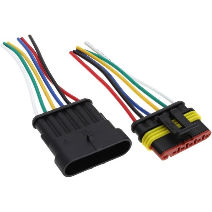 Conector electric auto 6 pini rezistent la apa 8cm 10A