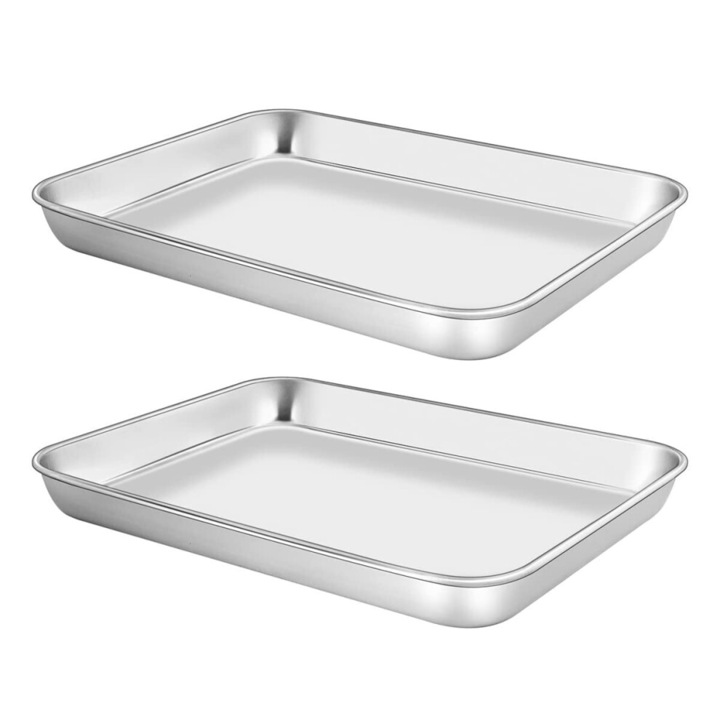 Set 2 tavi copt inox 18/0, 23x18x2.5cm, margine adanca, rezistent la rugina