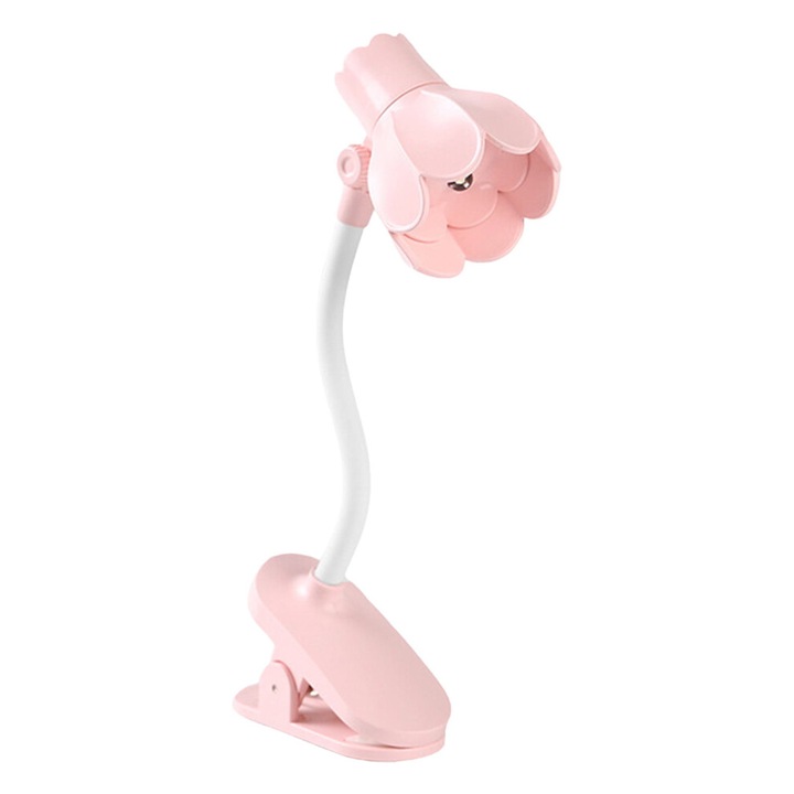Lampa birou LED floare, portabila, lumina calda, USB, reglabila, cu ventuza magnetica