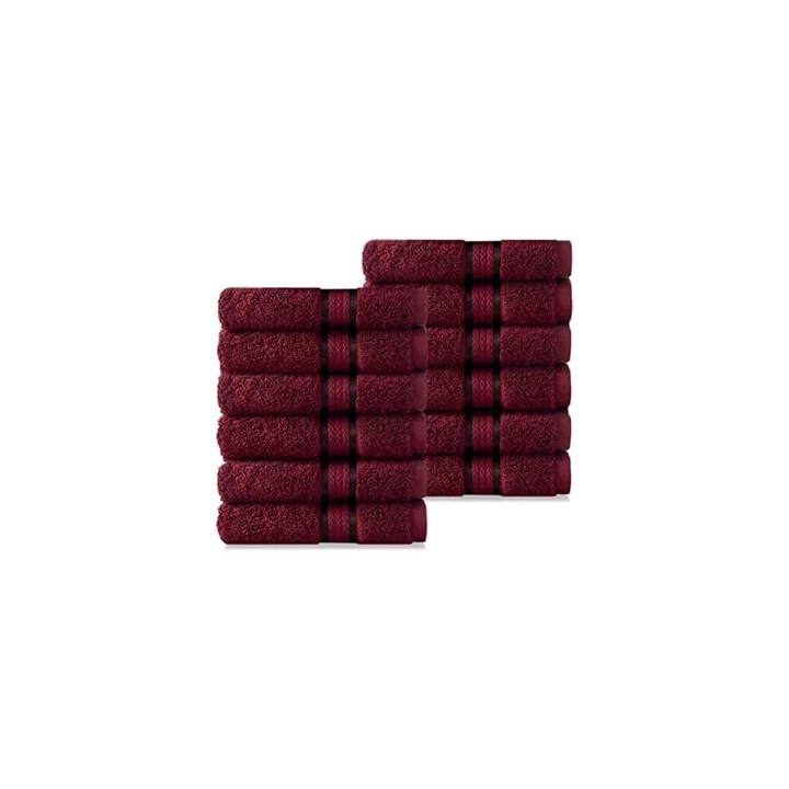 Set 12 prosoape bumbac 30x54cm burgundy uscare rapida absorbante