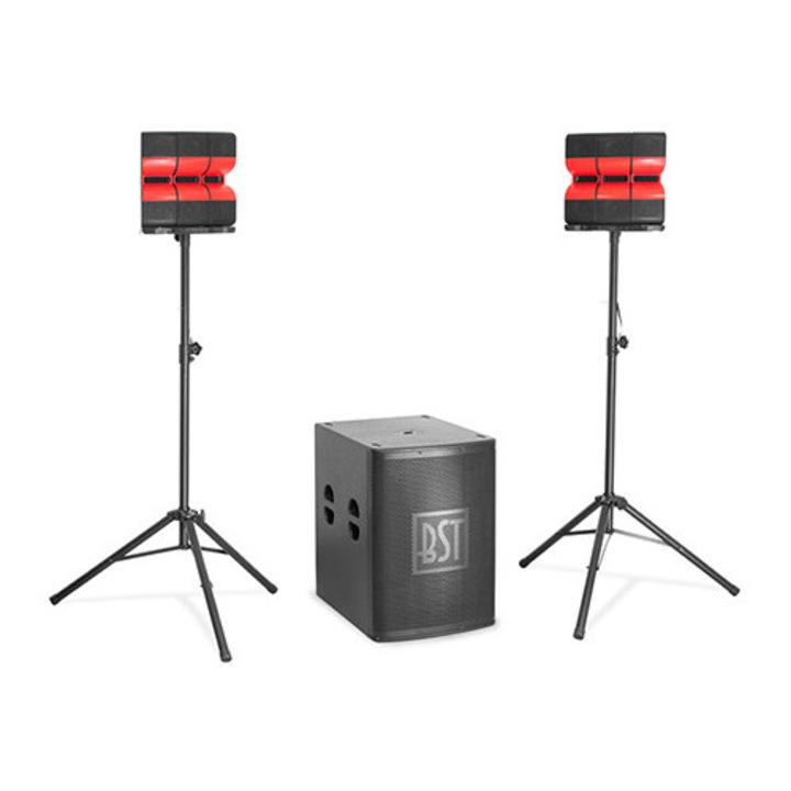 Sistem sonorizare activ BST 2.1 cu subwoofer 18” si 2 sateliti 4”, DSP, 1200W RMS, XLR, 133 dB SPL